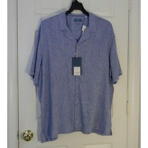 Ike Behar Blue Linen Blend Button Down Shirt Untucked Sz S NWT
